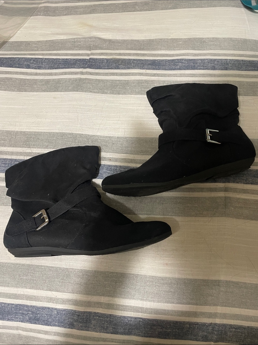 Rampage Black Slouchy Ankle Booties with Side Buckle